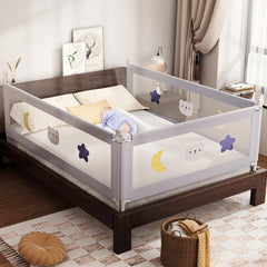 Omzer bed rail double-lock keeps toddlers secure during sleep.