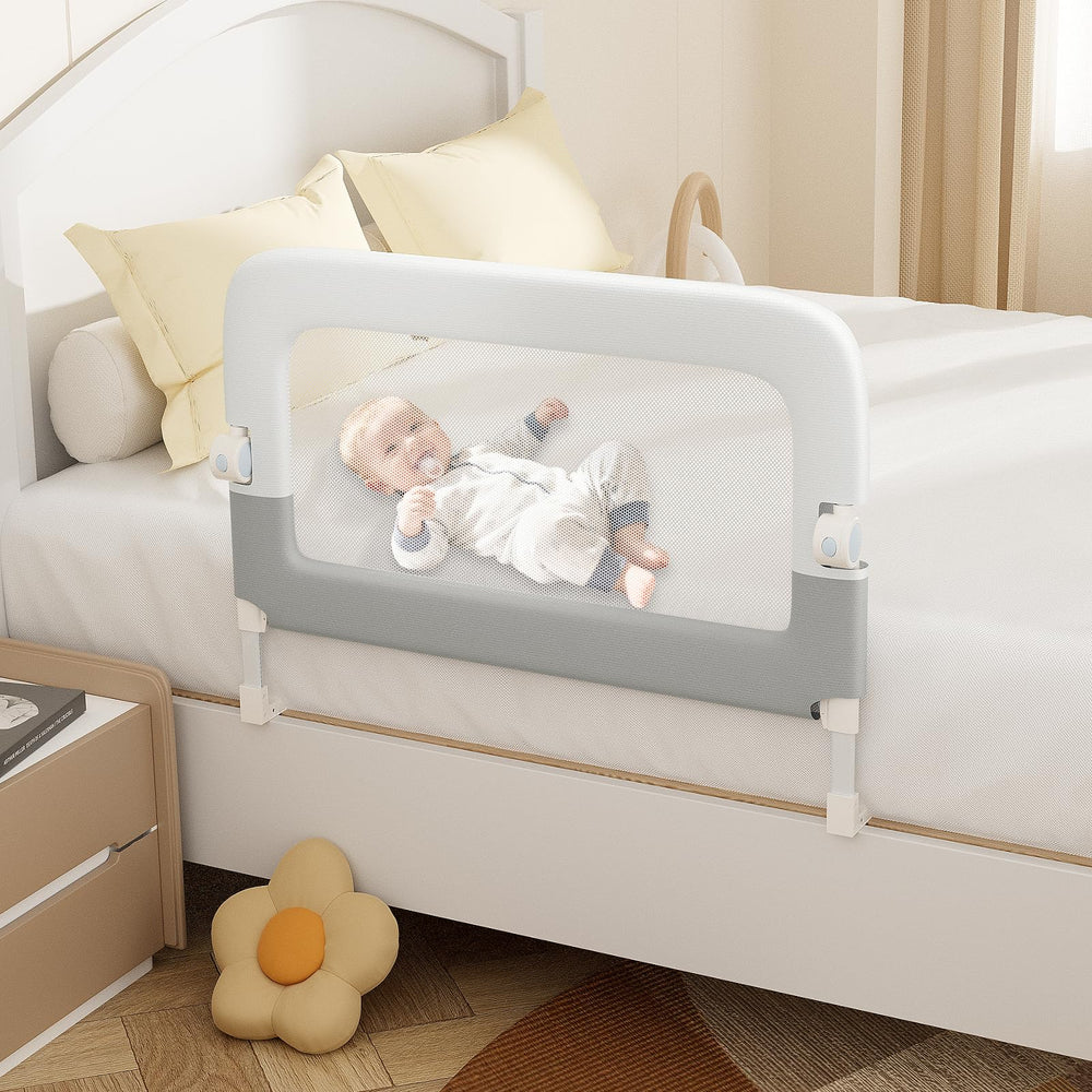 Omzer bed rail toddlers 32inch assembly demonstrates sturdy setup for safe sleep.