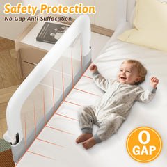 Omzer bed rail toddlers adjustable height adapts to various mattresses.