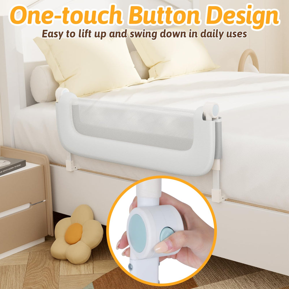 Omzer bed rail toddlers folded design enables compact travel-friendly setup.