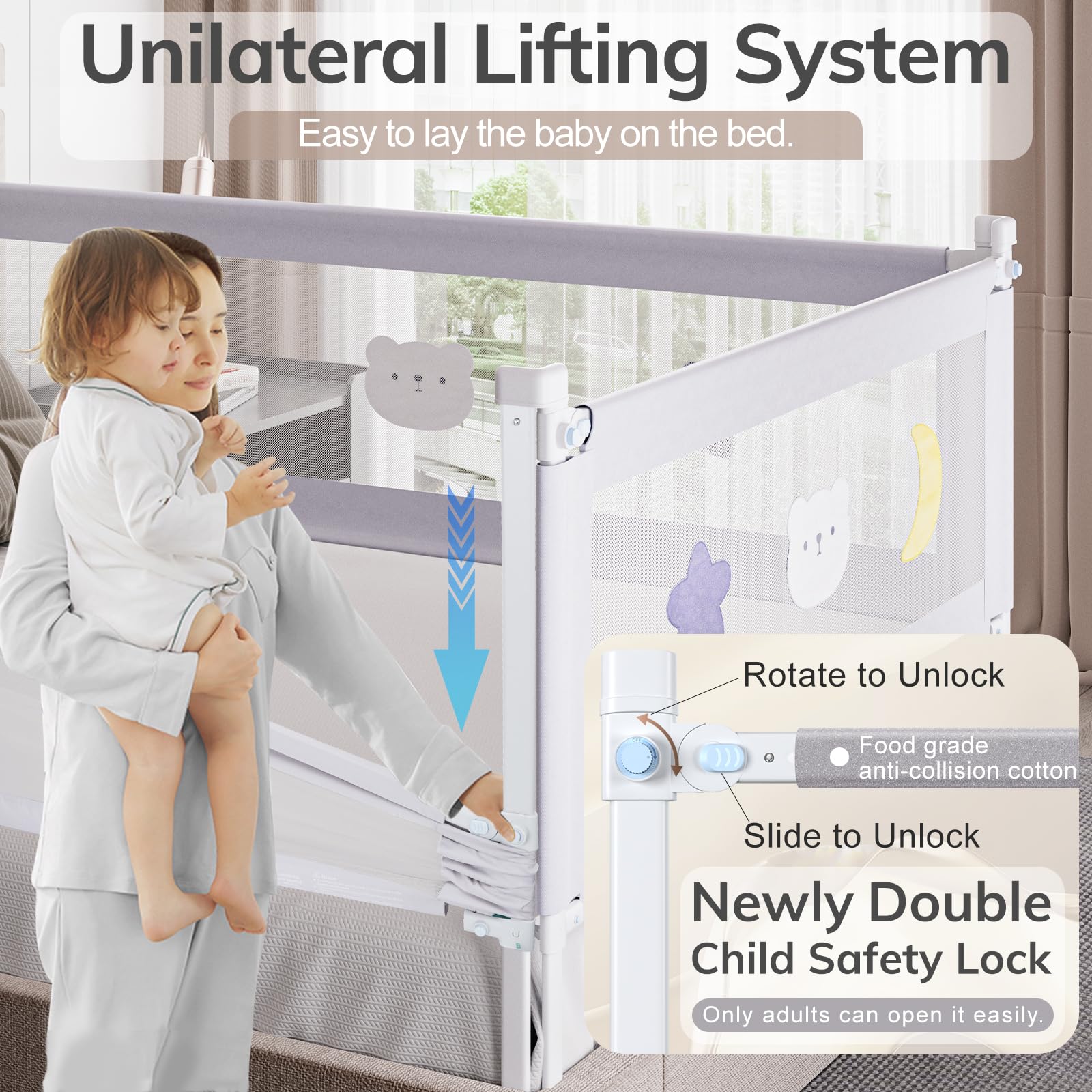 omzer bed rail toddlers height adjustment 2 to 13 inches