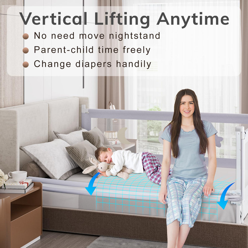 omzer bed rail toddlers mesh padding closeup reveals breathable fabric and soft embroidery.