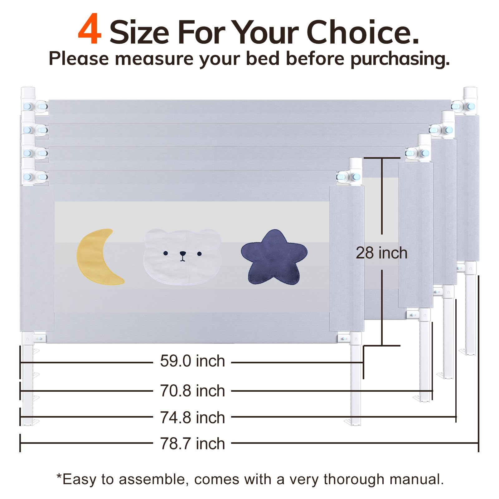 Omzer bed rail showing side-lift fold design for easy bedtime access.