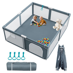 Omzer foldable baby playpen setup demonstrates quick assembly for a clutter-free living room.