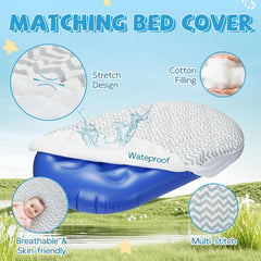 OMZER inflatable pillow with plush fabric for gentle head support