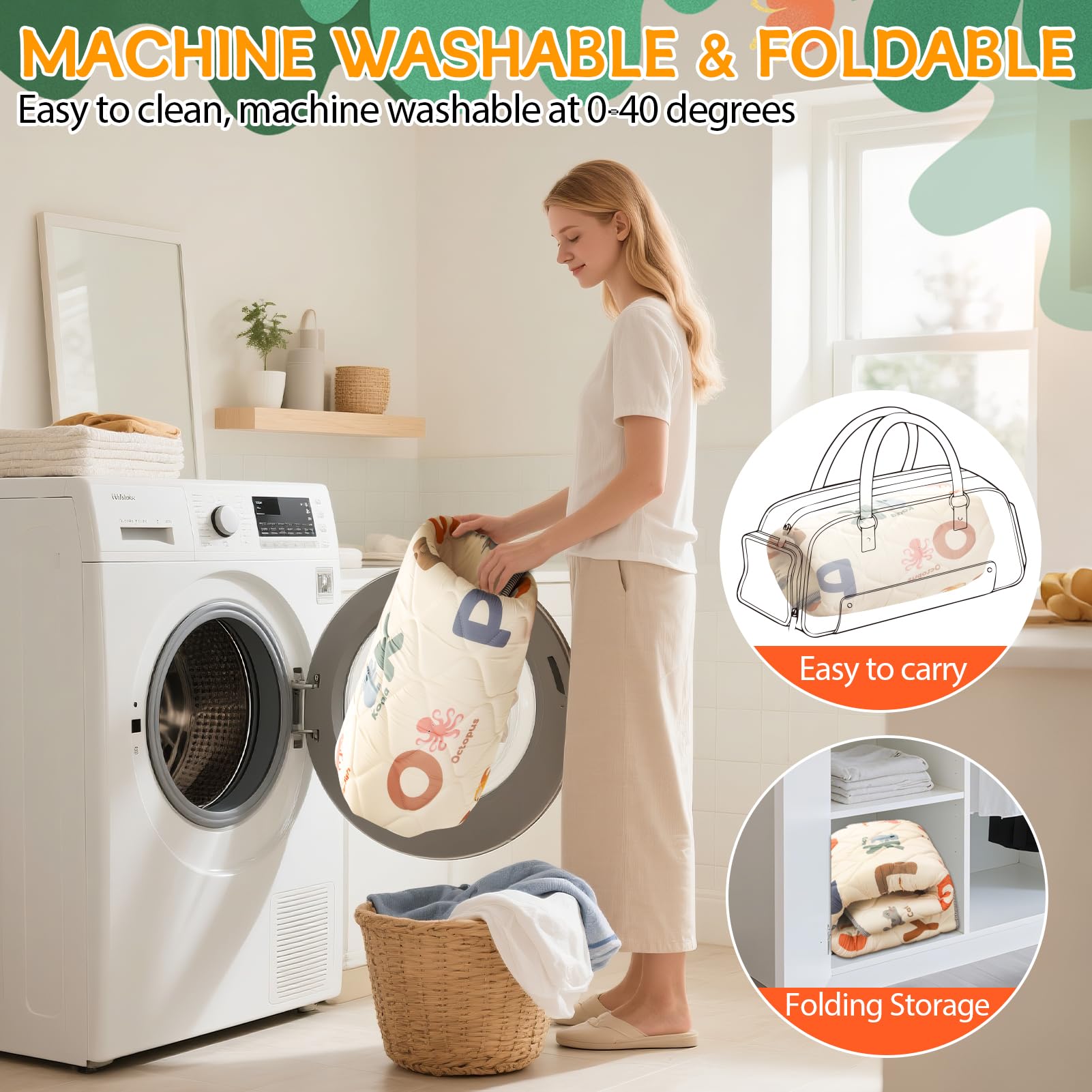 Omzer machine washable surface makes cleanup quick after messy play.