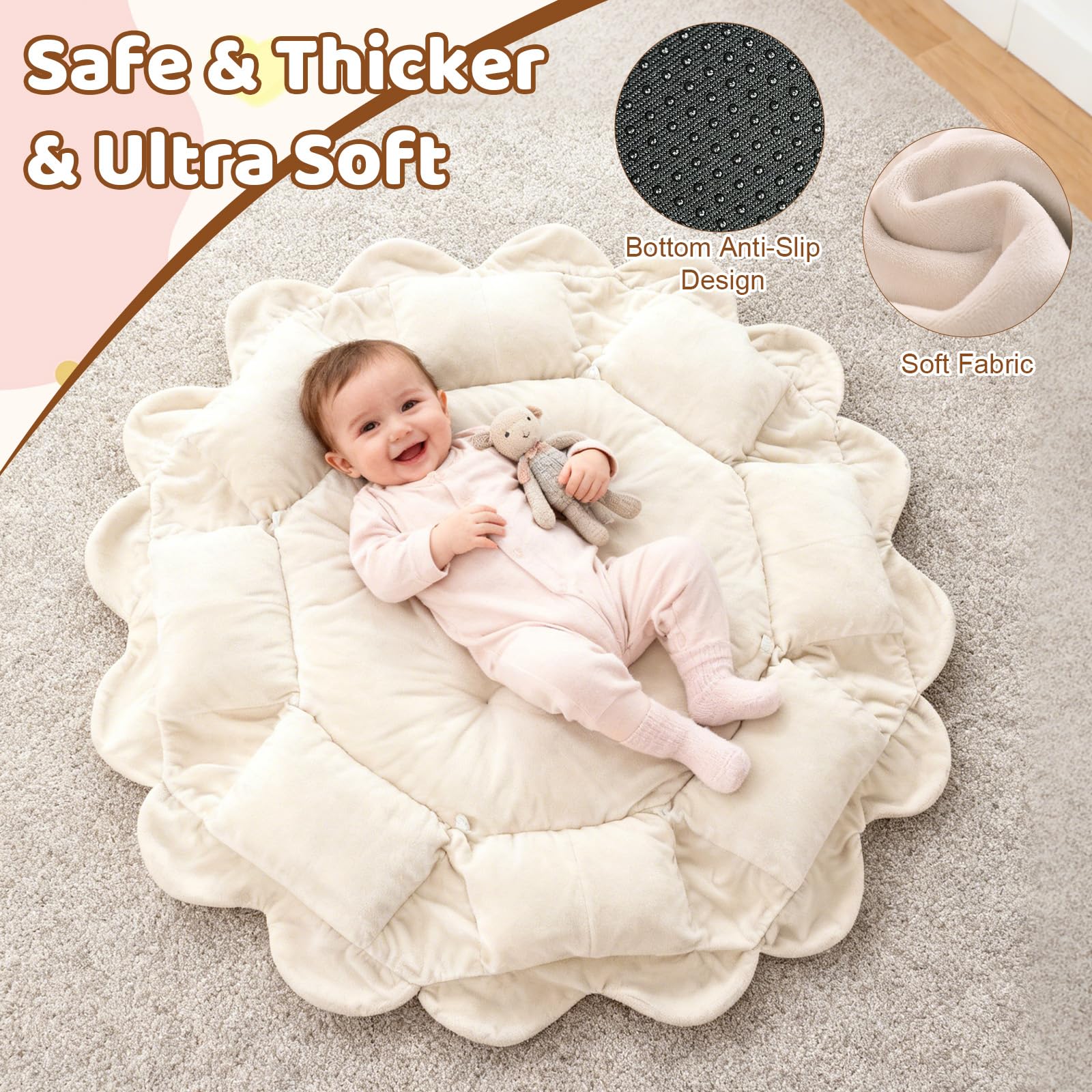 Omzer non-slip bottom keeps the mat stable on various floor surfaces.