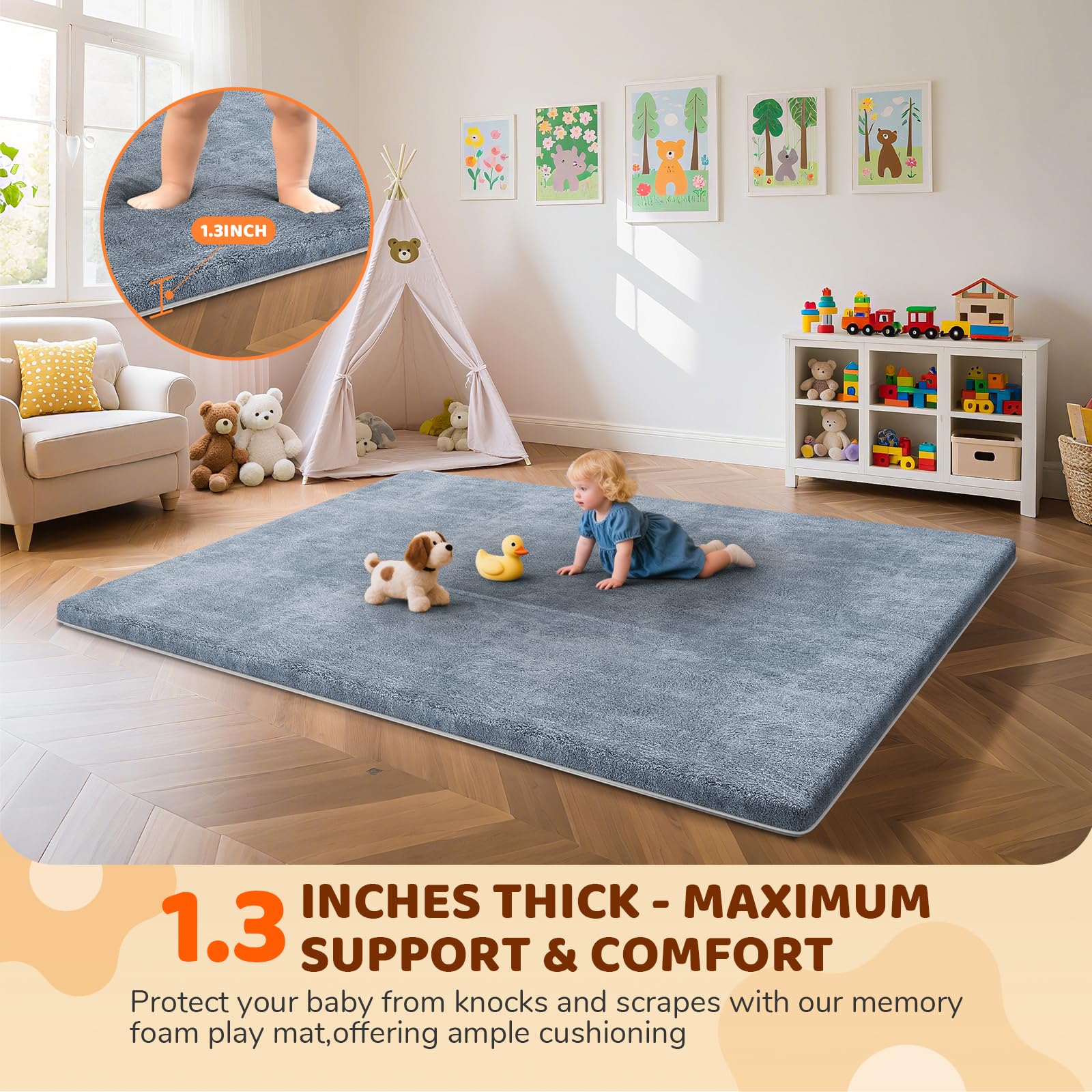Omzer Play Mat coral fleece texture emphasizing skin-friendly softness.