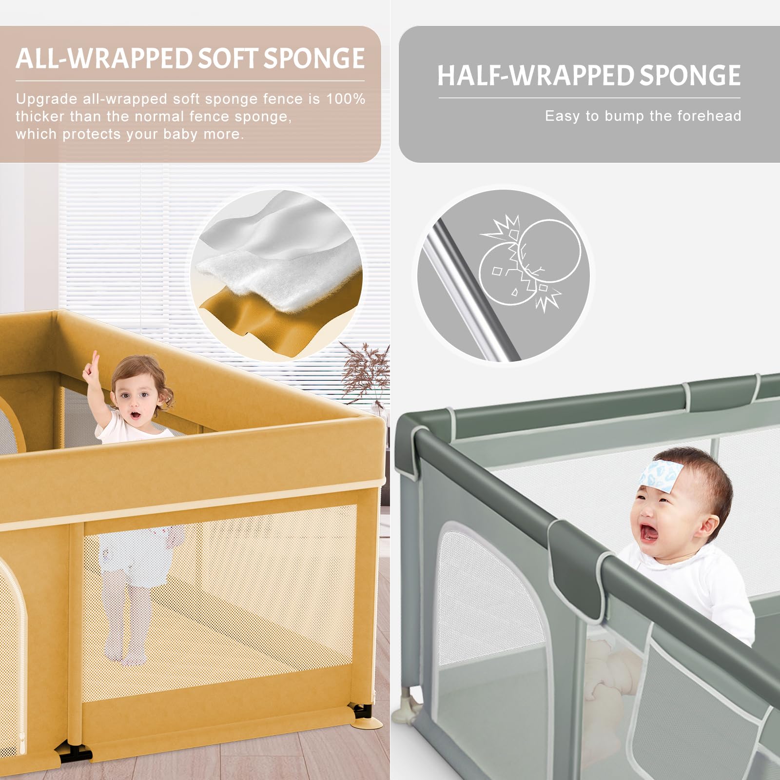 Omzer playpen 360-degree mesh view enables easy supervision during play