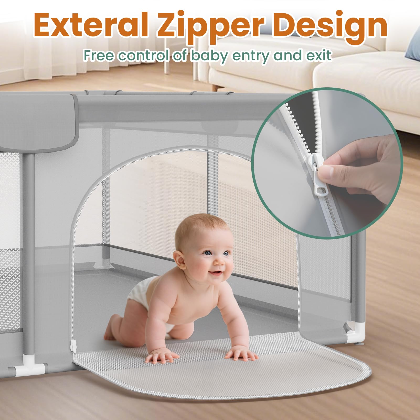 omzer playpen foam padding interior reduces collisions during active play.