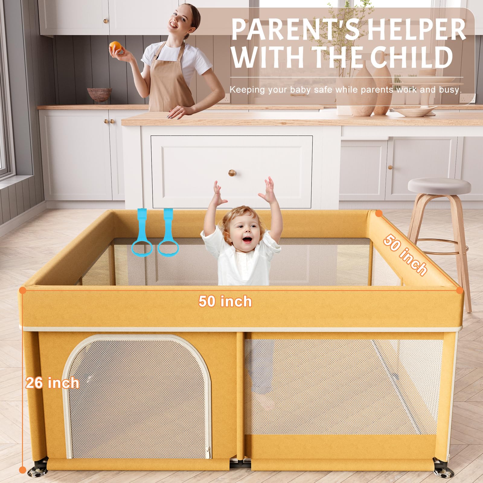 Omzer playpen mat soft-padding interior for comfy crawl and toddler sessions