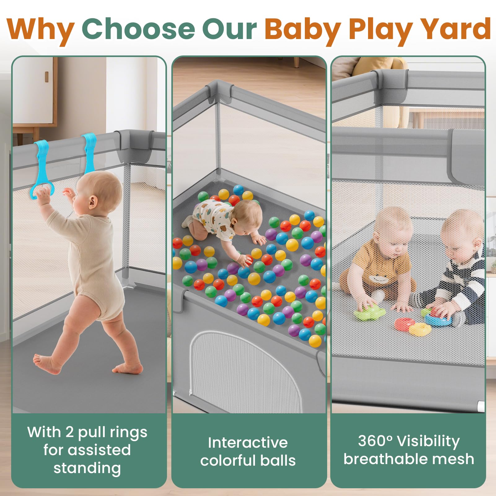 omzer playpen suction cups secure edges for stable boundaries during indoor use.