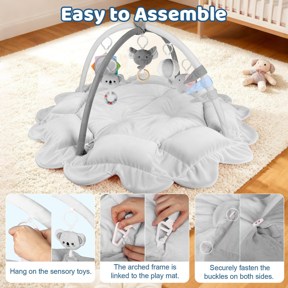 Omzer Plush machine-washable mat simplifies after-play cleanup.