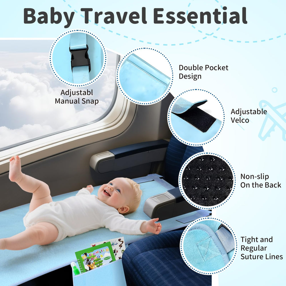 Omzer travel bed with side pockets for essentials.
