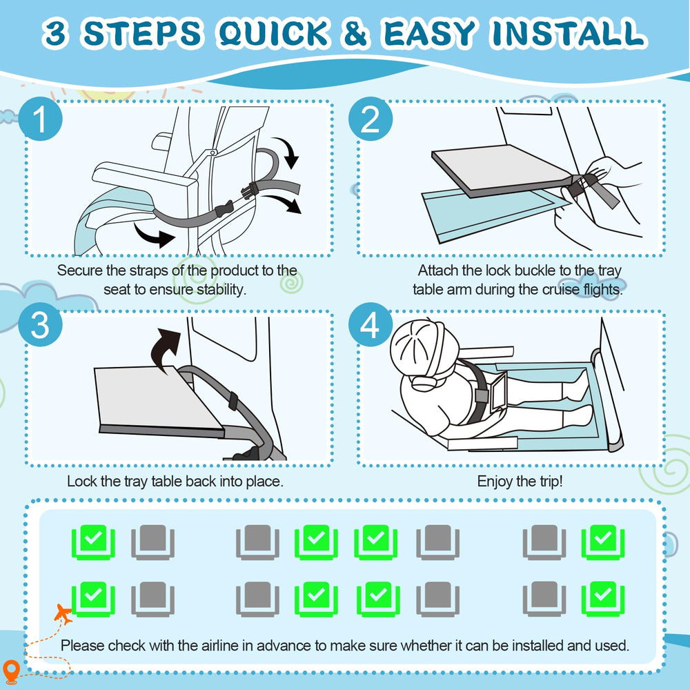 Omzer Toddler Airplane Bed anti-slip-base prevents sliding on seats.
