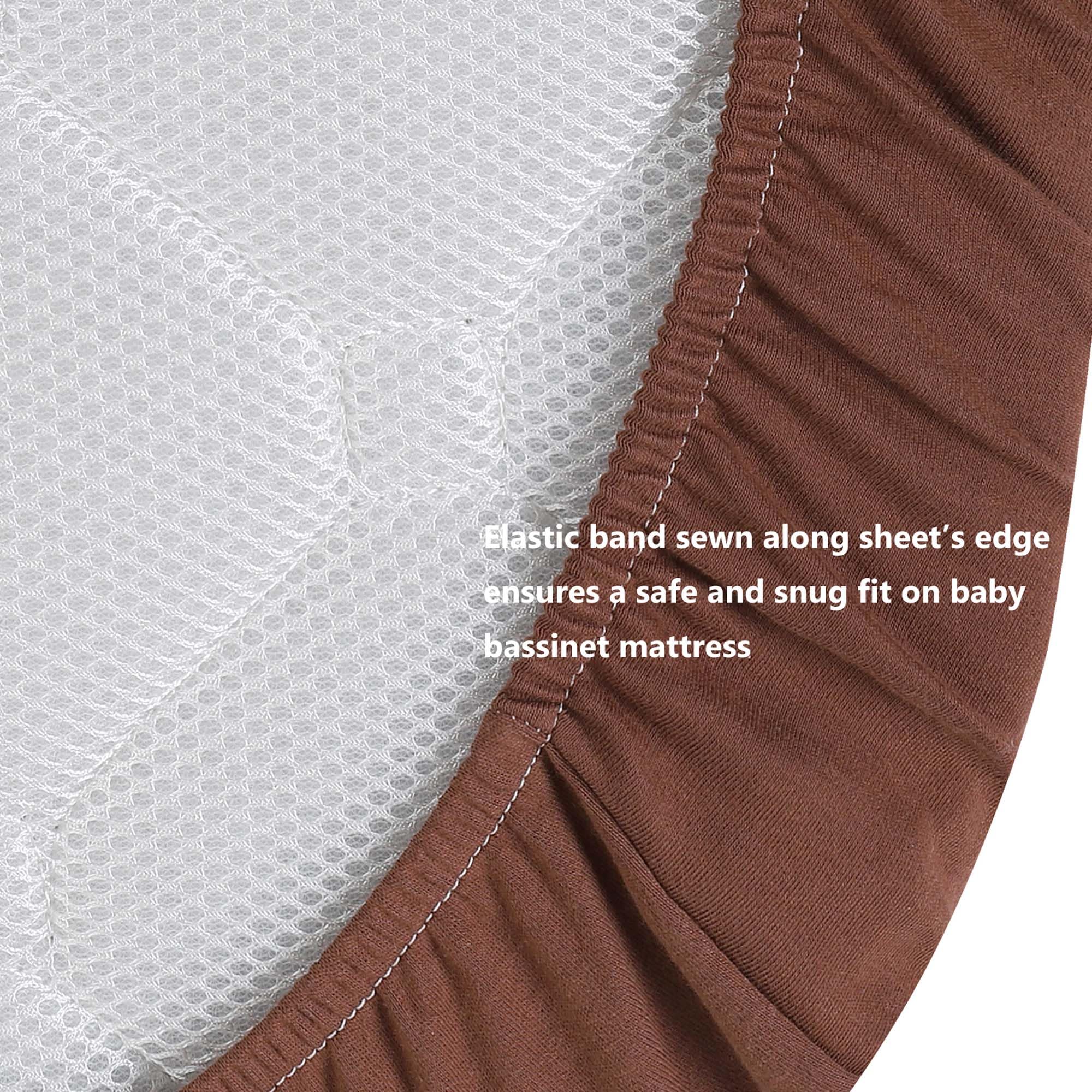 Onacosht bassinet sheet with 360° elastic band—secure, snug fit for any bassinet.