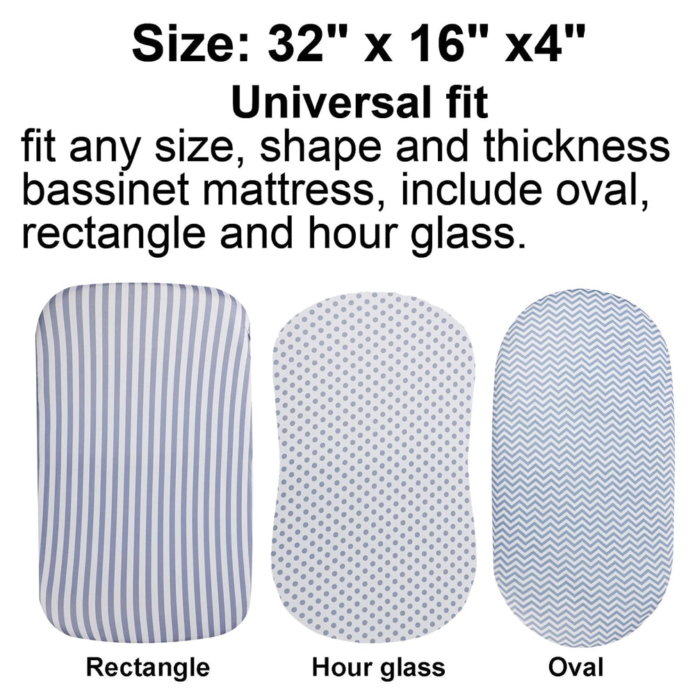 Onacosht bassinet sheet stripes pattern; soft jersey improves baby comfort