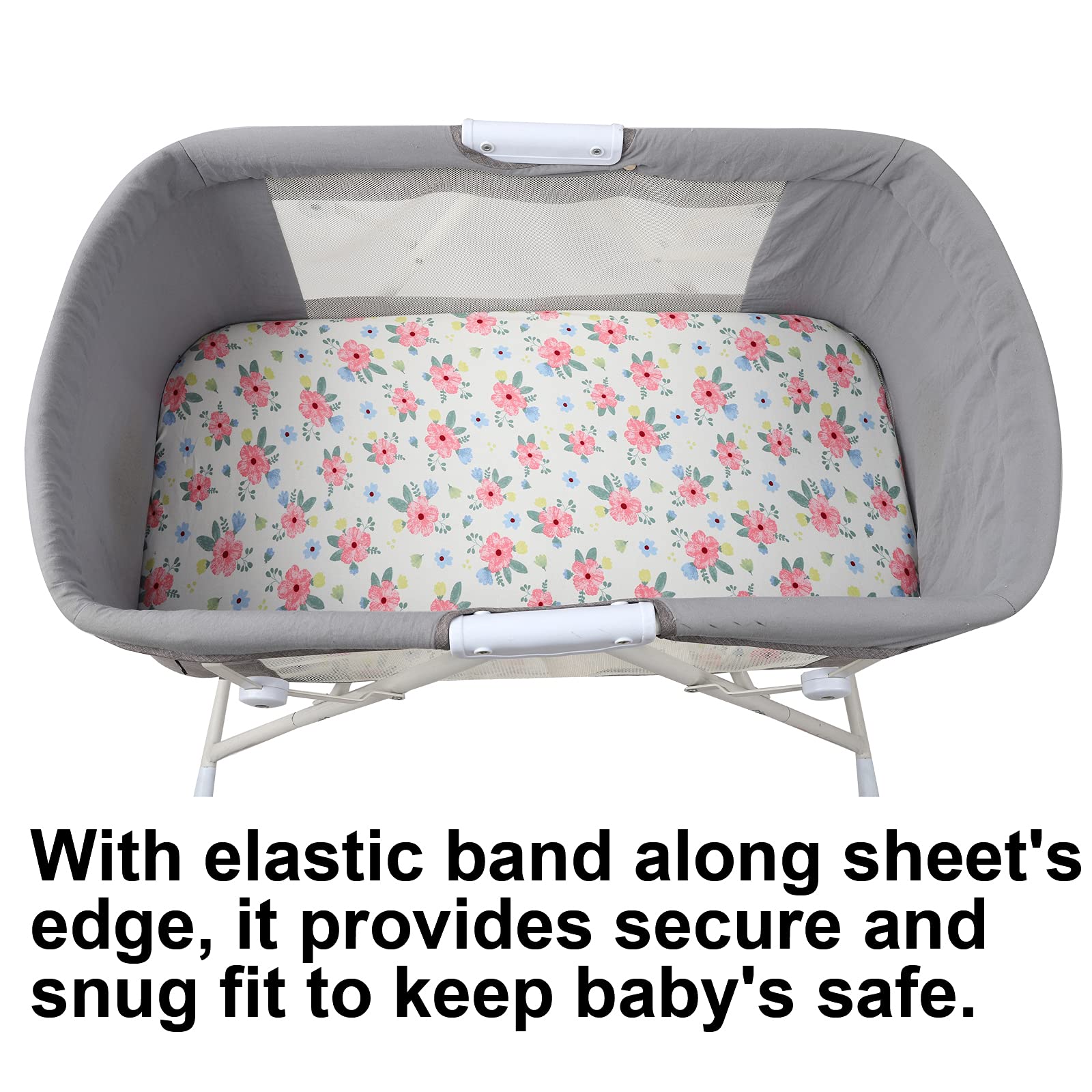 Cute pink floral design coordinates with nursery decor.