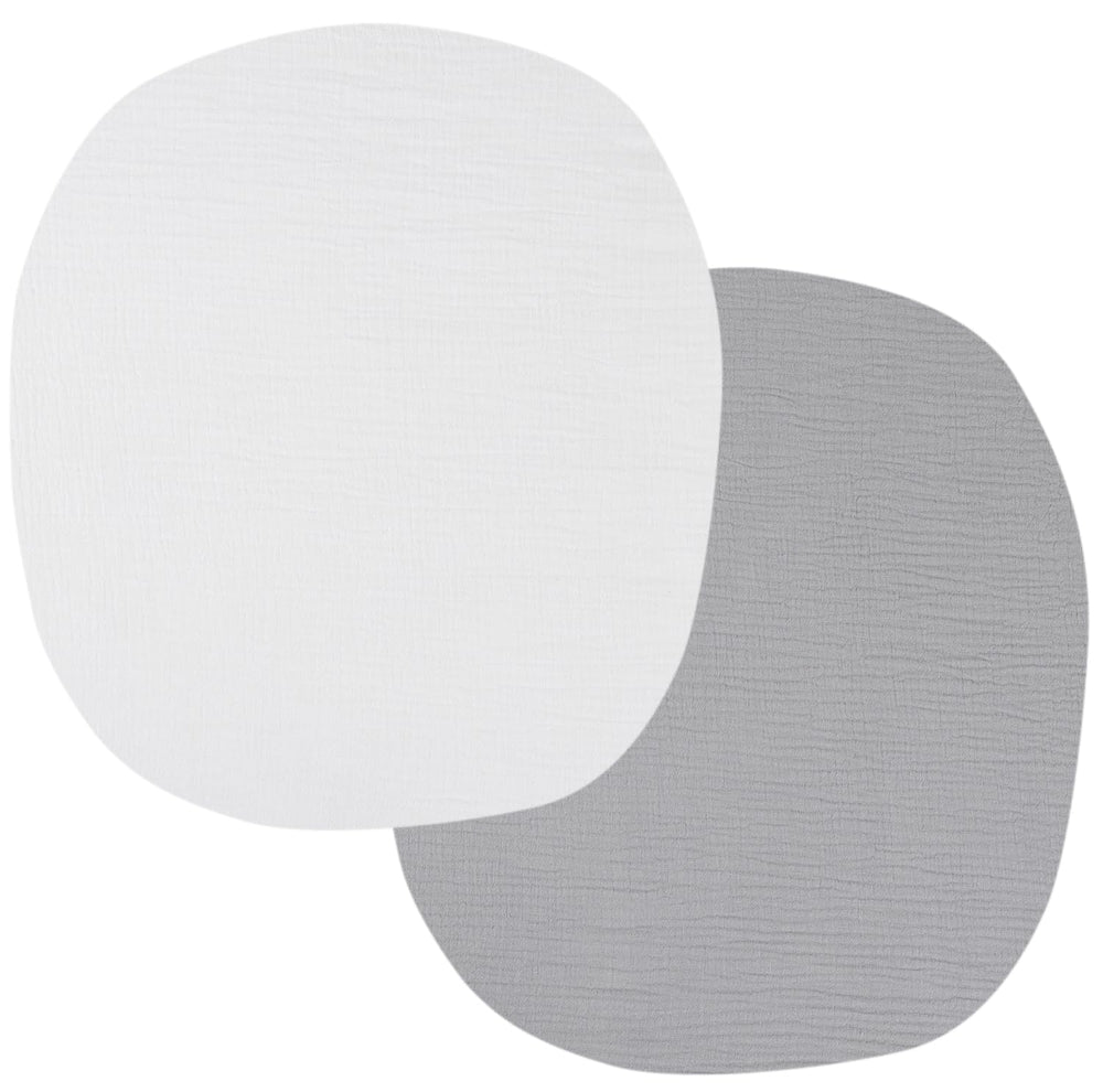 Onacosht muslin bassinet sheets white close-up showing breathable 100% cotton for gentle newborn sleep.