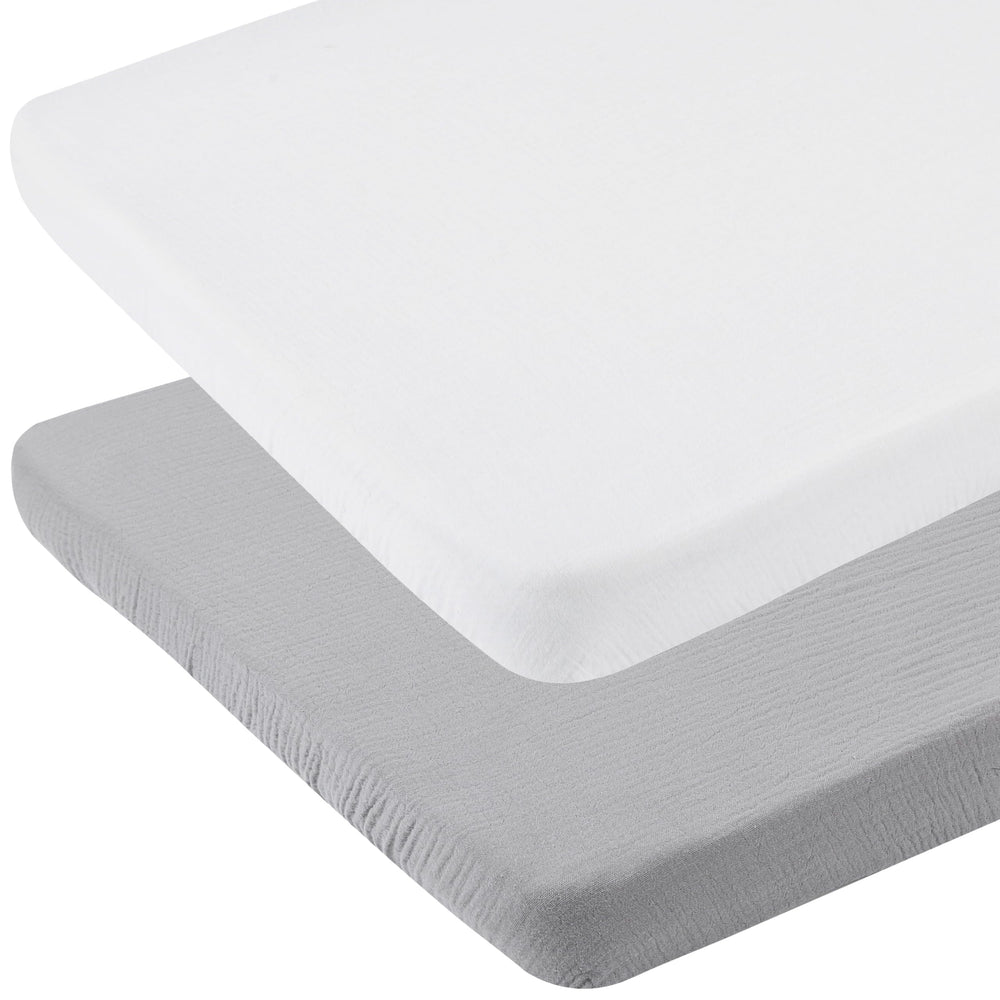 Onacosht muslin bassinet sheets 33x19 2-pack with snug elastic edge for secure sleep.