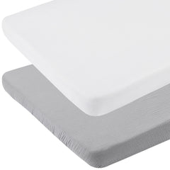 Onacosht Muslin Bassinet Sheets with elastic edge secure fit