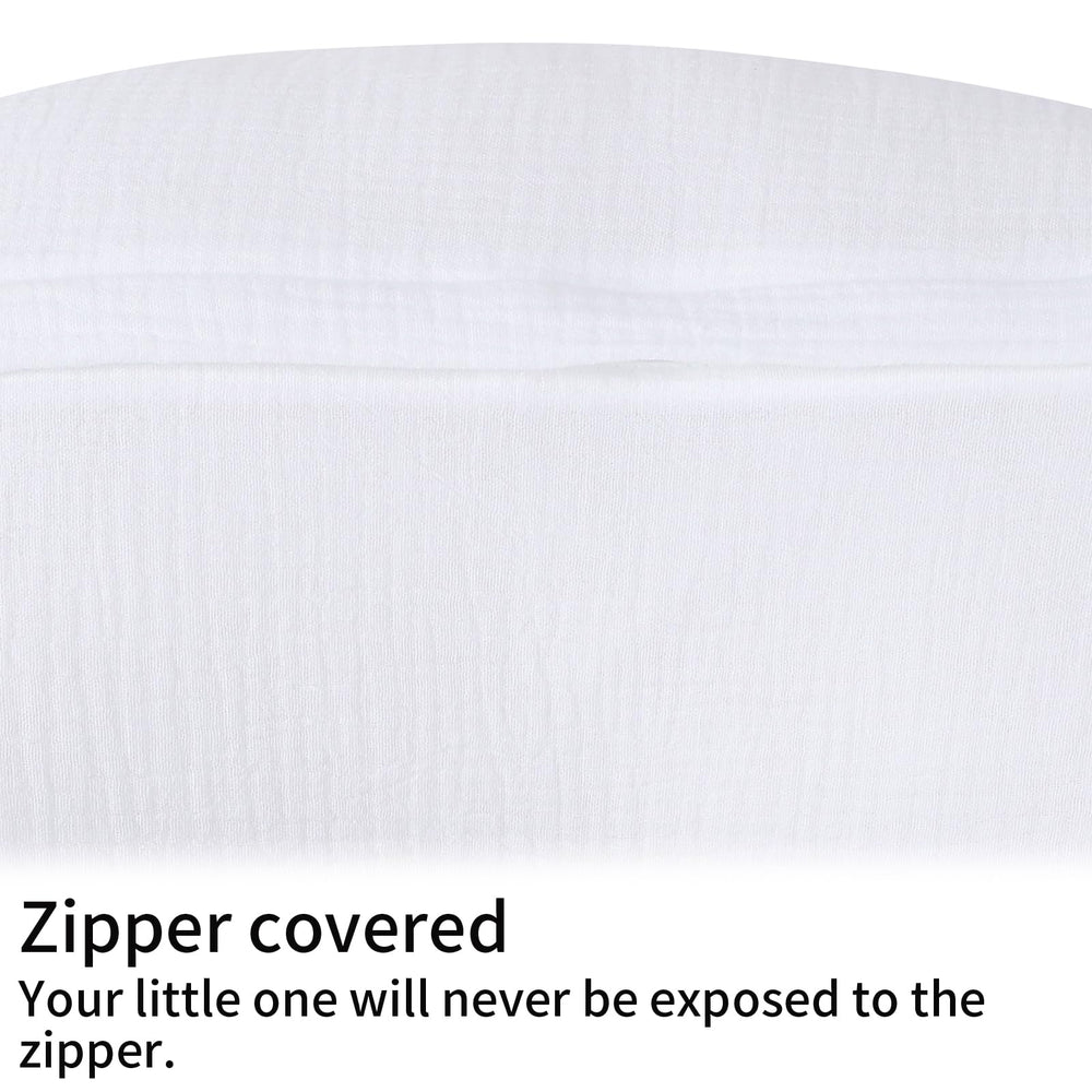Onacosht muslin cover demonstrates easy-care wash to keep nursery tidy.