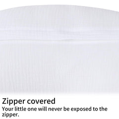 Onacosht muslin cover demonstrates easy-care wash to keep nursery tidy.