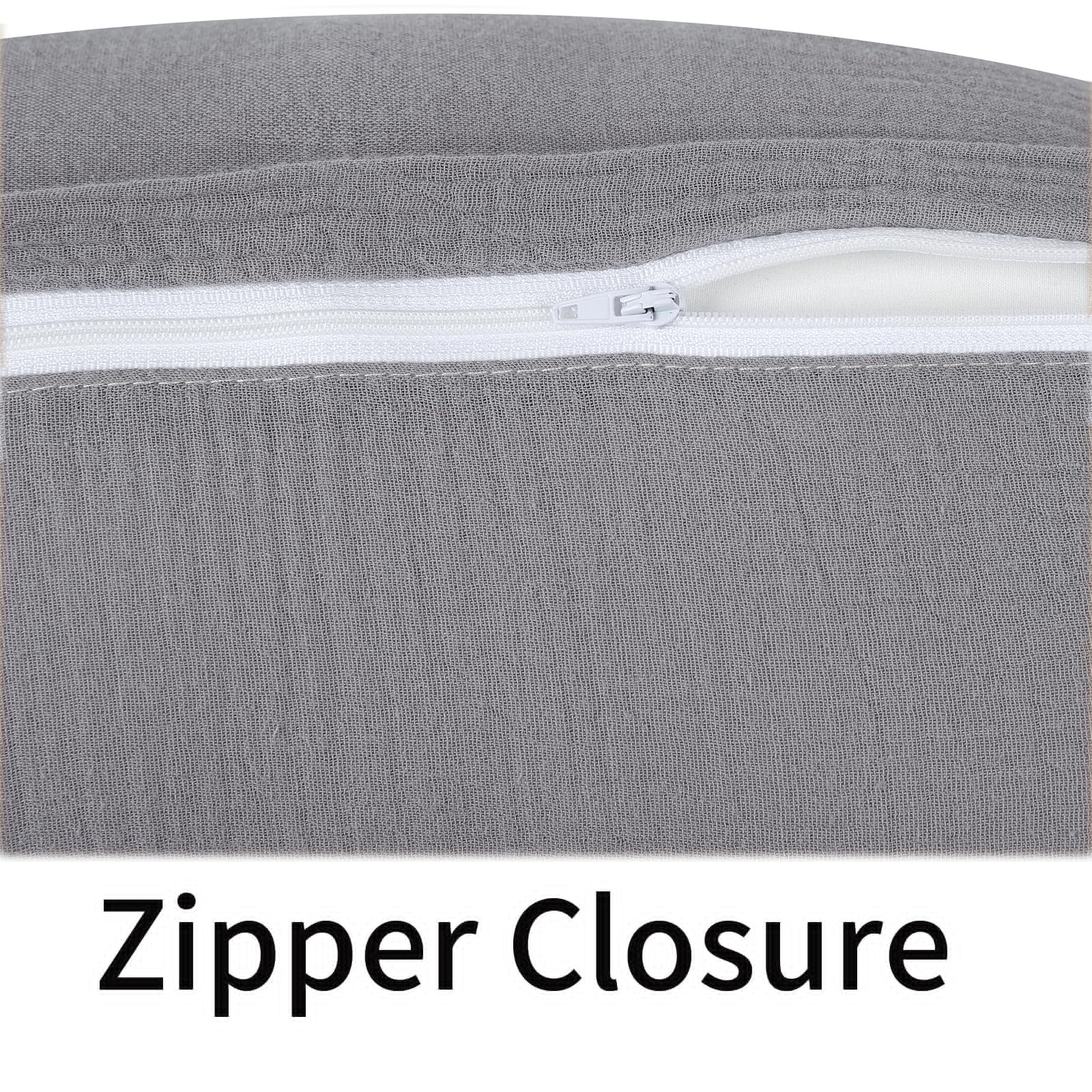 Onacosht nursing pillow cover gray back-opening view shows easy on/off.