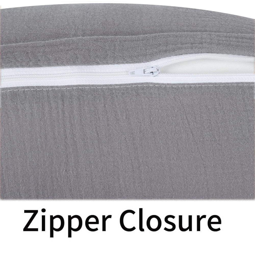 Onacosht nursing pillow cover gray back-opening view shows easy on/off.