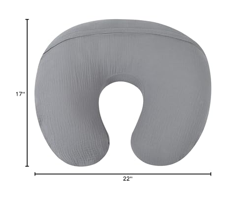 Onacosht gray slipcover shows snug fit for 22x17x16 inch pillows.