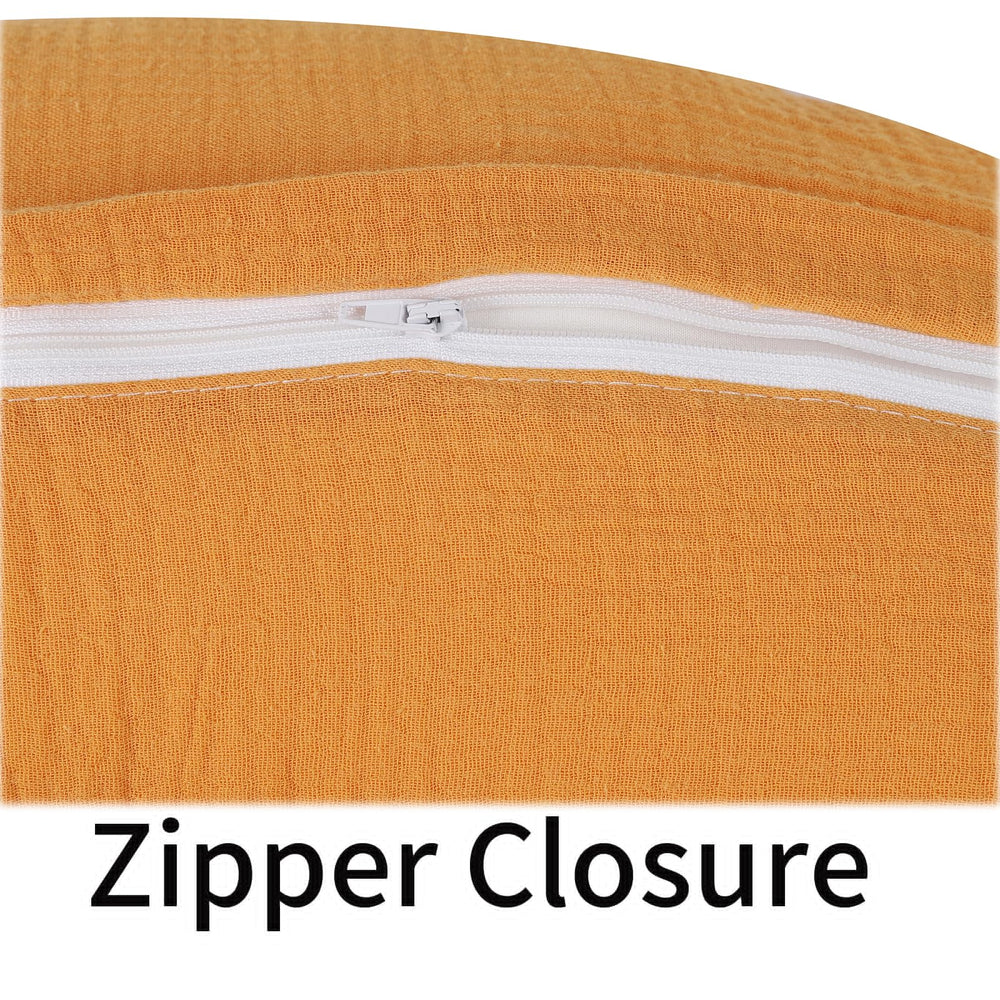 Onacosht muslin nursing pillow cover hidden zipper closure ensures baby safety with fabric-covered edge.