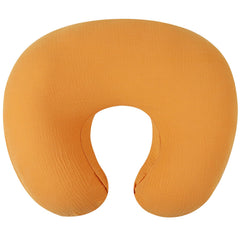Onacosht muslin nursing pillow cover orange close-up shows breathable cotton for baby comfort.