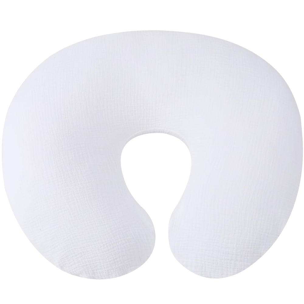 Onacosht muslin nursing pillow cover close-up shows breathable cotton softness for baby comfort.
