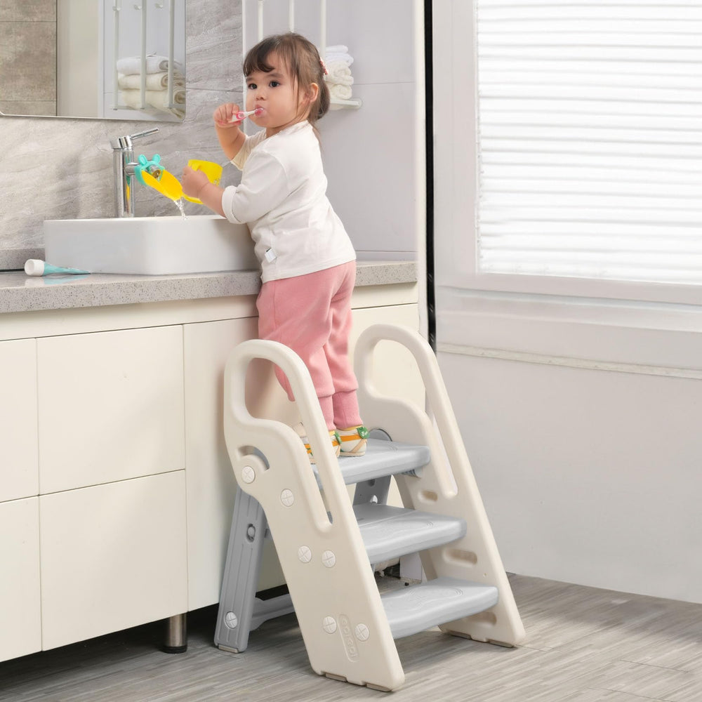 Onasti foldable step stool folded compact for space-saving storage