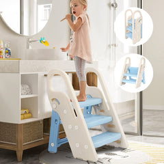 Onasti foldable toddler step stool top panel adjustable to reach sinks safely