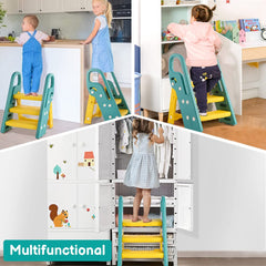Onasti stool features wide pedals and anti-slip pads for stability.