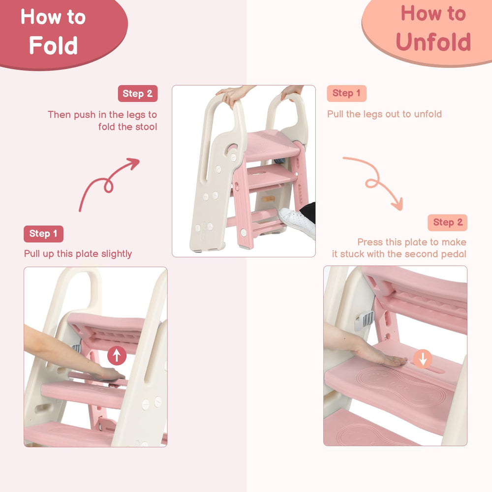 Onasti stool with faucet extender visual shows independent brushing skills