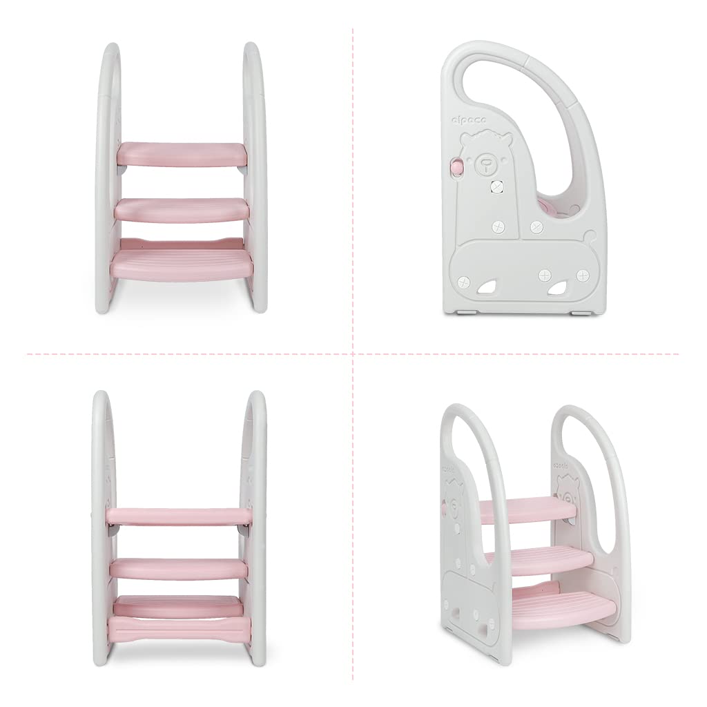 Onasti lightweight toddler stool is easy to move between rooms.