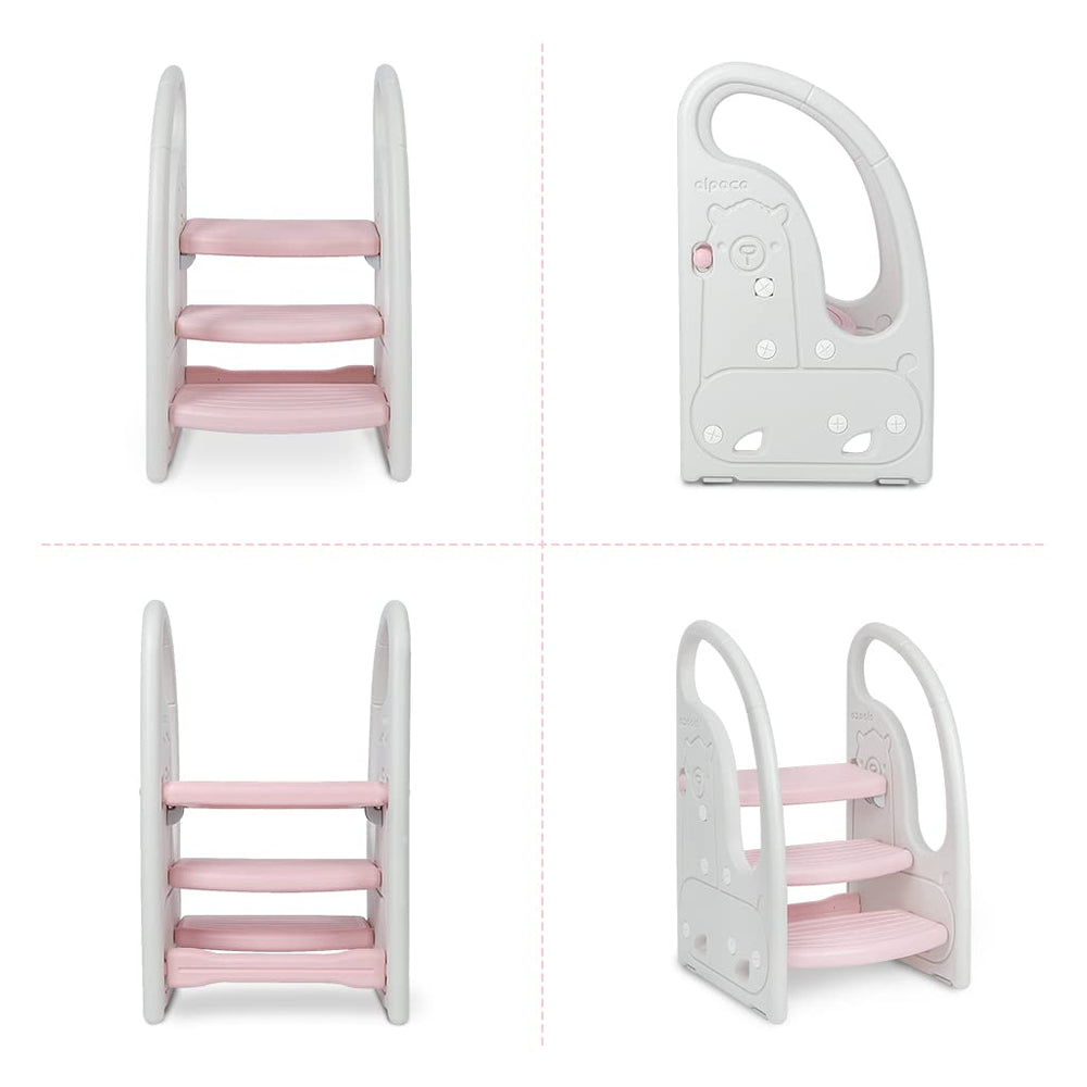Onasti lightweight toddler stool is easy to move between rooms.