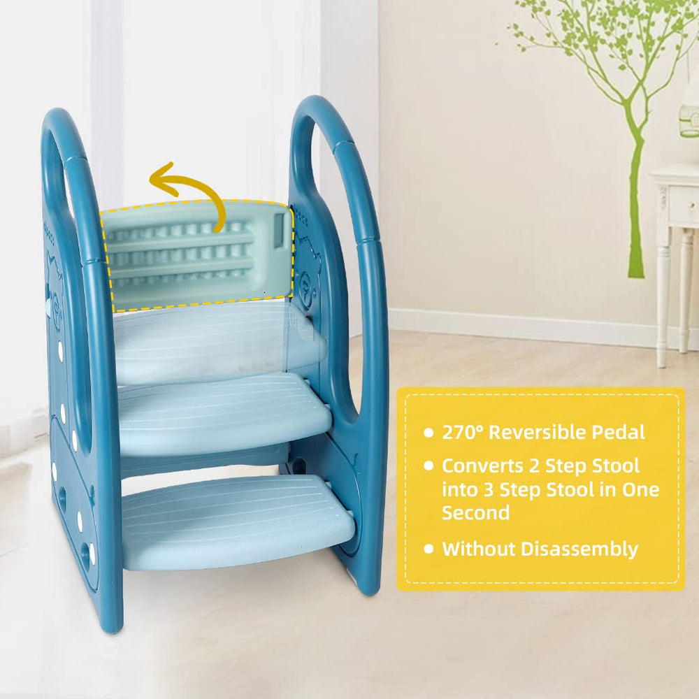 Onasti toddler step stool blue kitchen-counter use helps reach without help.