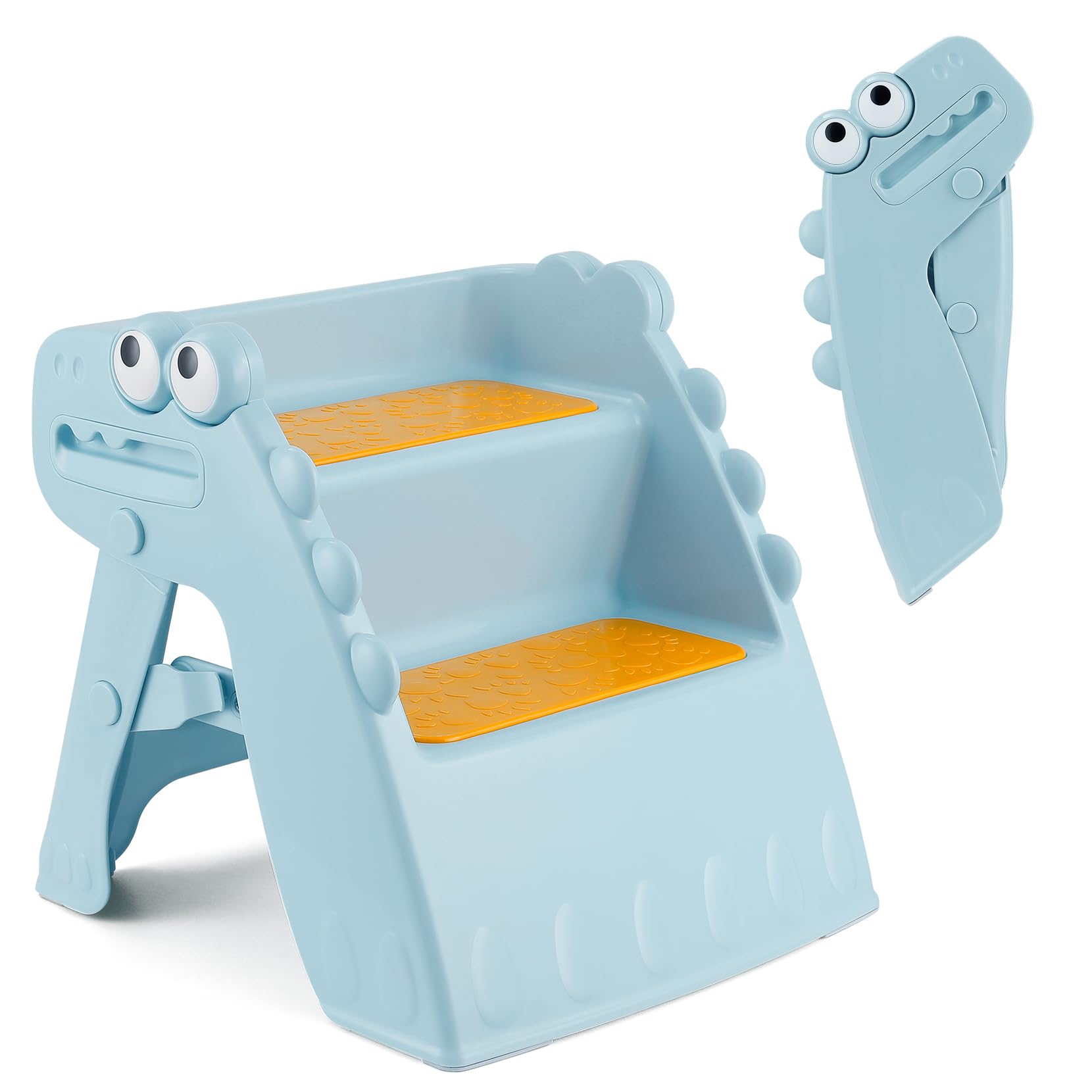 Onasti toddler step stool folded for compact storage