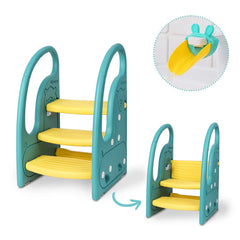 Onasti toddler step stool green with safe grip handles for little hands