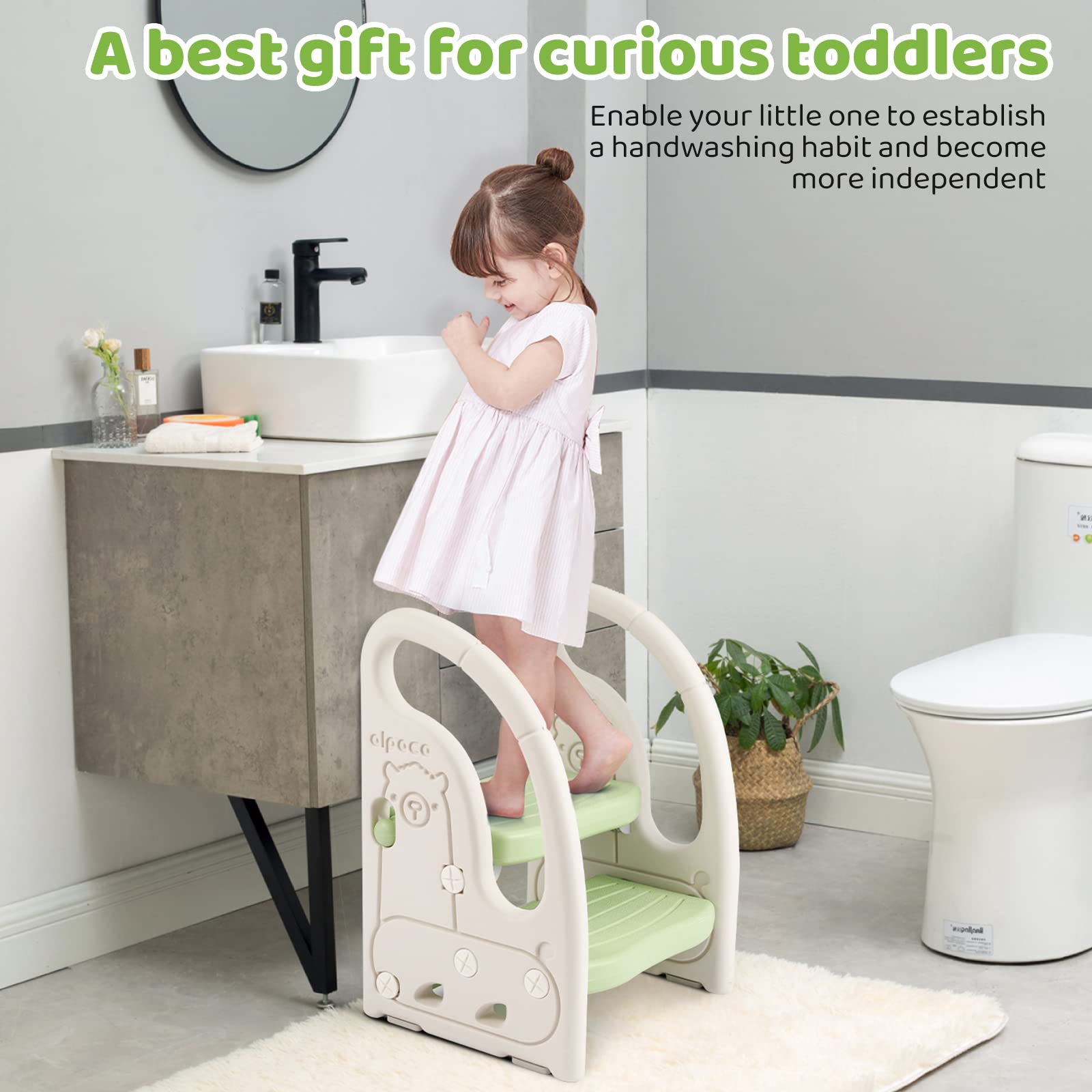 Onasti step stool used during potty training to reach toilet.