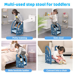 Onasti step stool with handles provides secure grip for safer climbs.