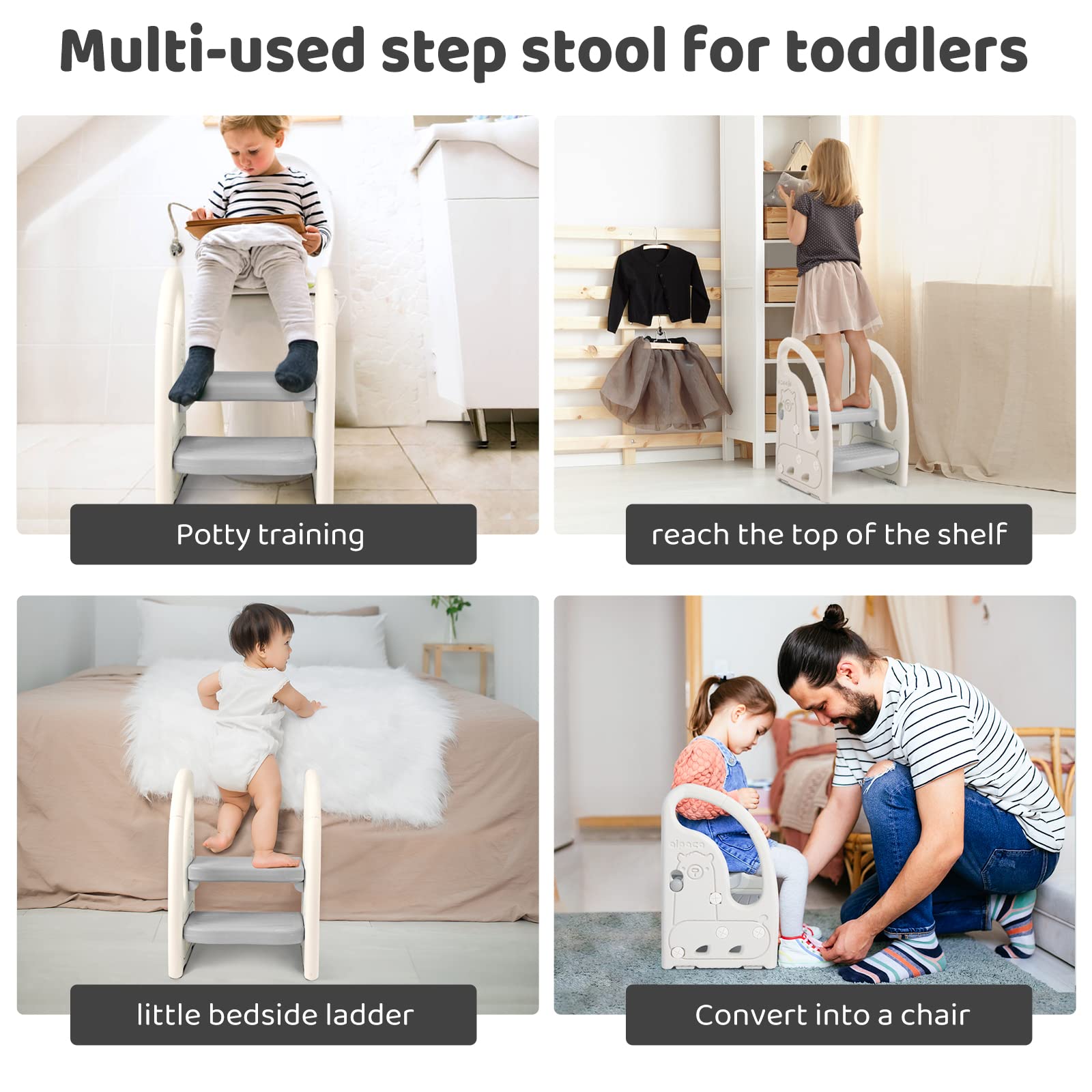 Onasti toddler step stool with handles supports stable climbing