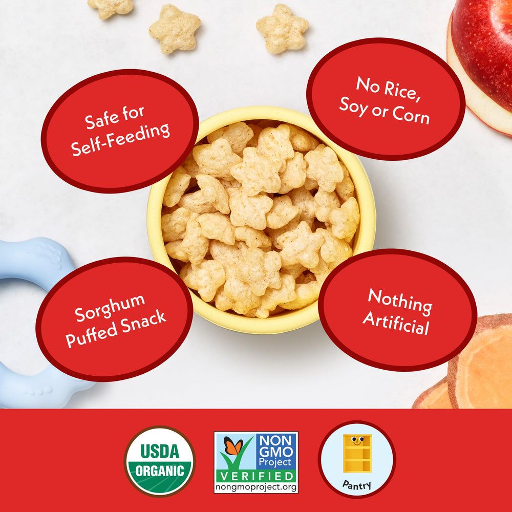Baby-friendly Once Upon A Farm puffs for early feeding sessions