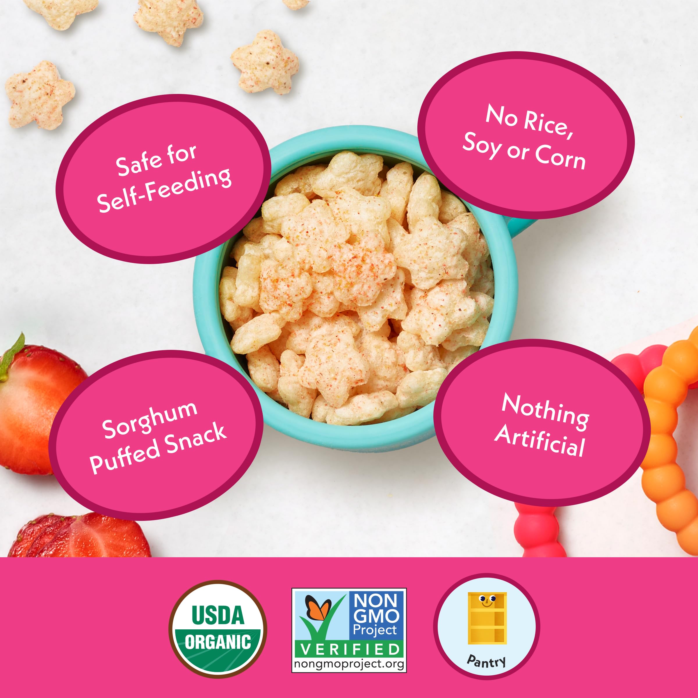 Babies 8 months and up can safely self-feed with puffs.