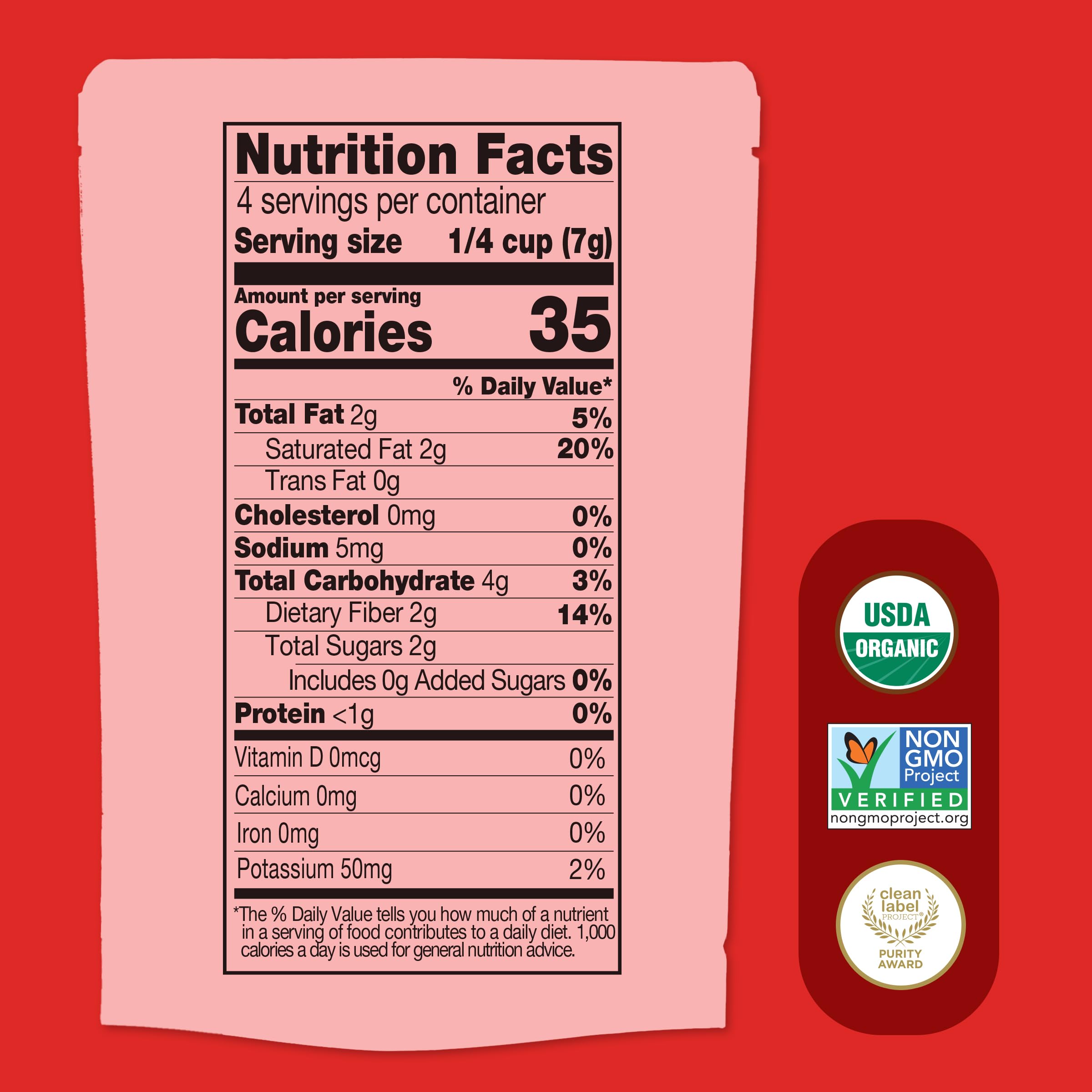 Non-GMO and kosher symbols on label build trust in toddler snacks.