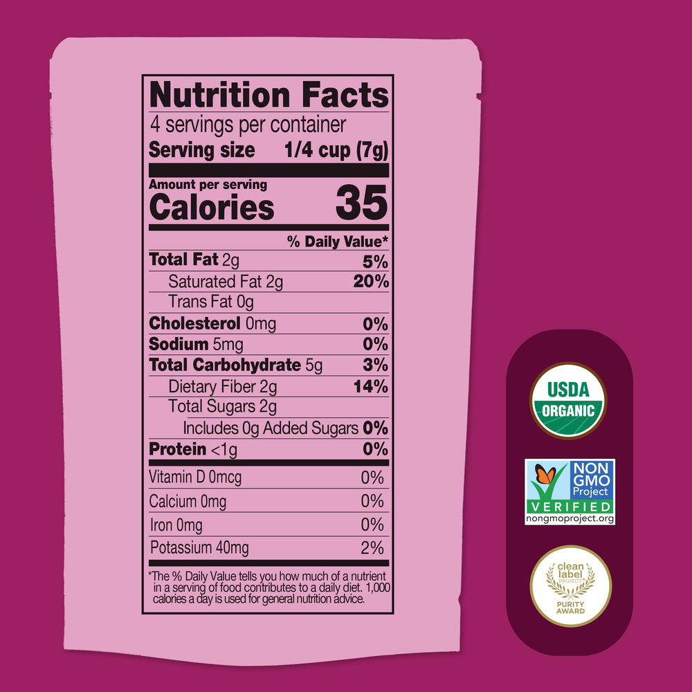 Once Upon a Farm dairy-free packaging communicates organic, non-GMO, kosher snack