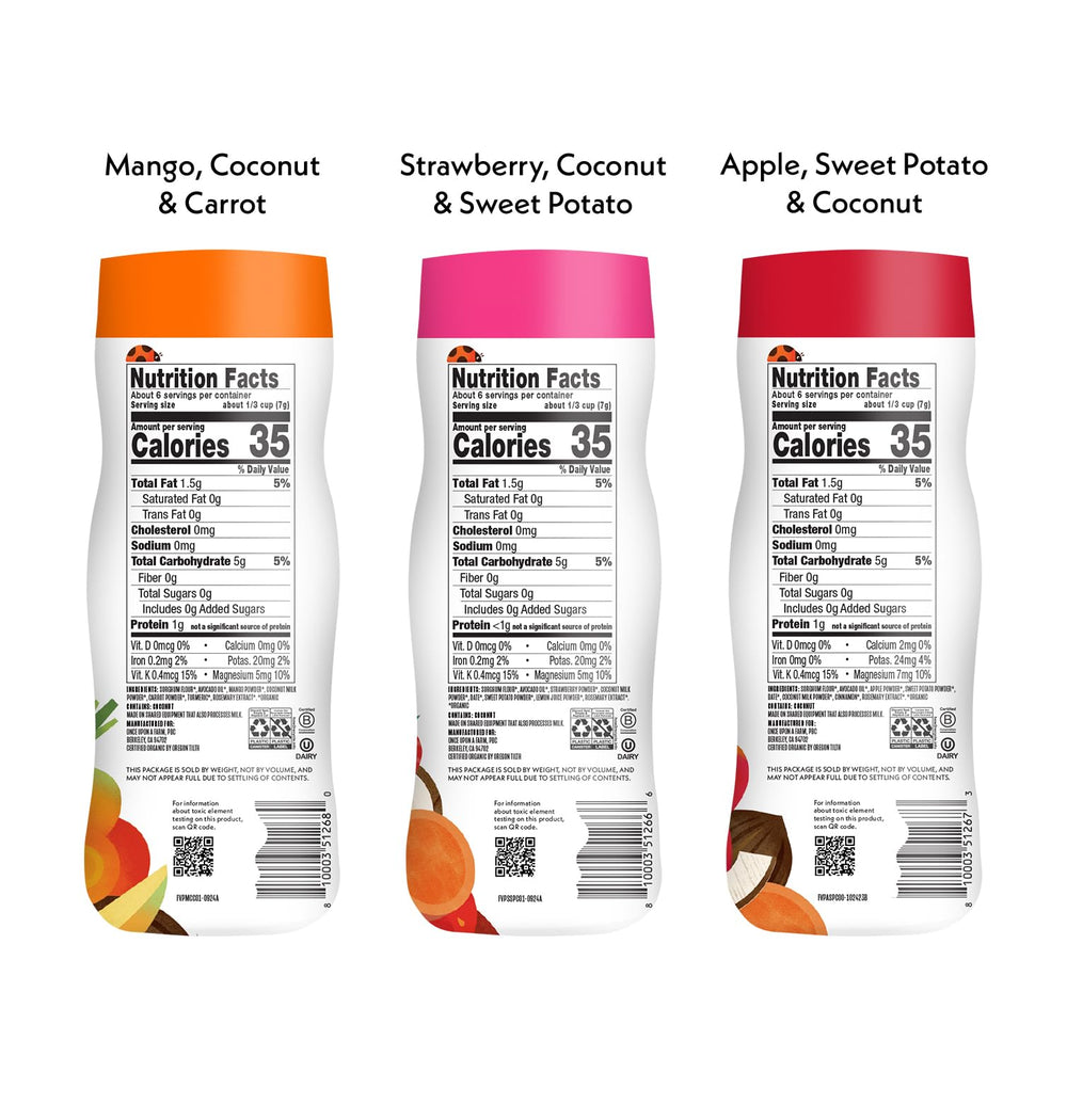 Once Upon a Farm mango-carrot-coconut-puffs add flavor for lunchbox fun.